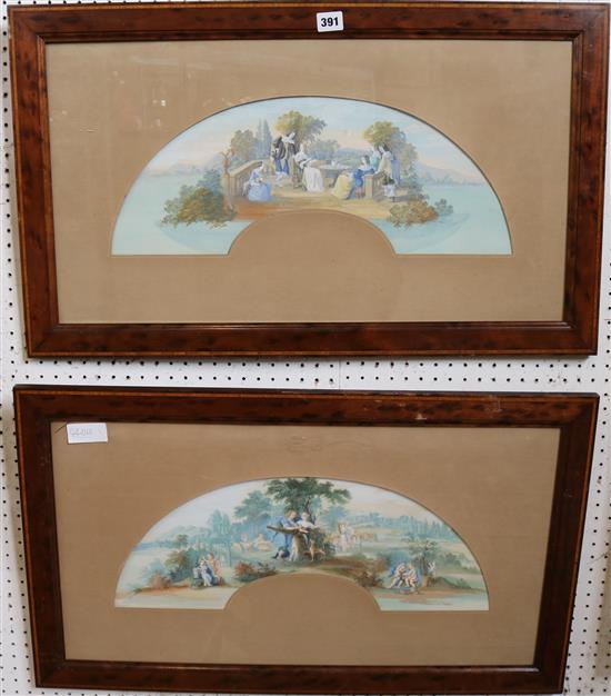 2 18thC gauche of continental scenes